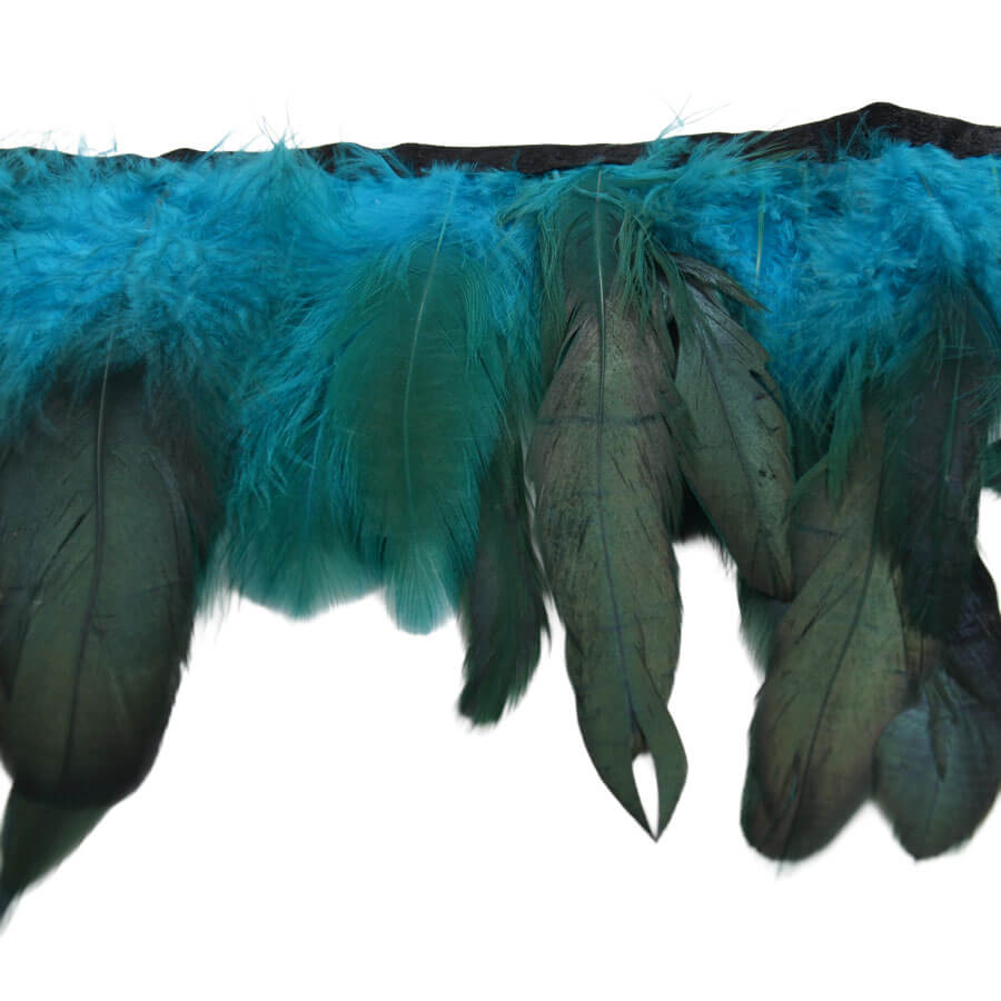 Fleco de plumas bicolor de 16 cm para confección petróleo
