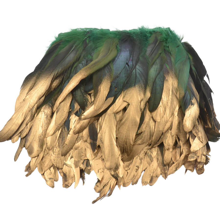 Plumas metalizadas para tocados y complementos color verde