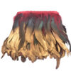 Plumas decorativas con acabado dorado brillante con rojo y negro