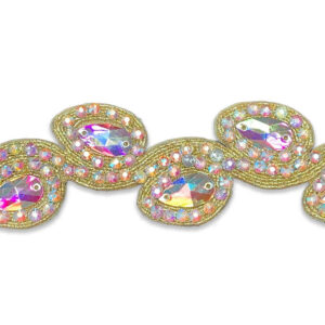 Tira decorativa con cristales brillantes para confección festiva.