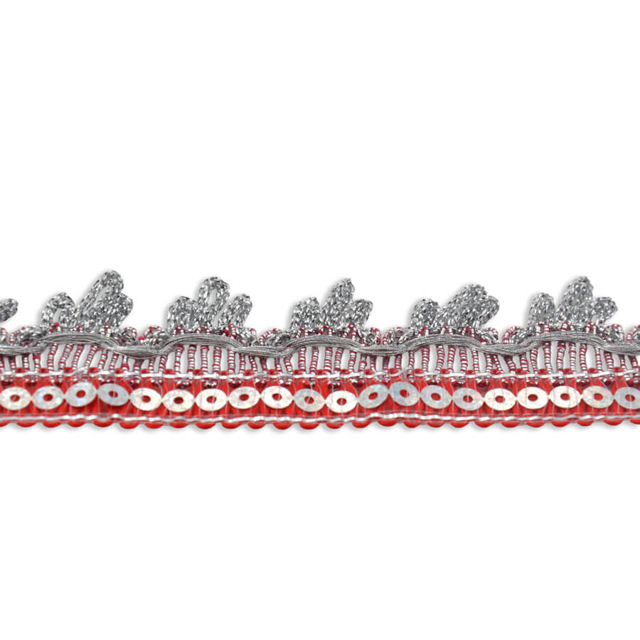Galón ornamental con lentejuela irisada y acabado brillante