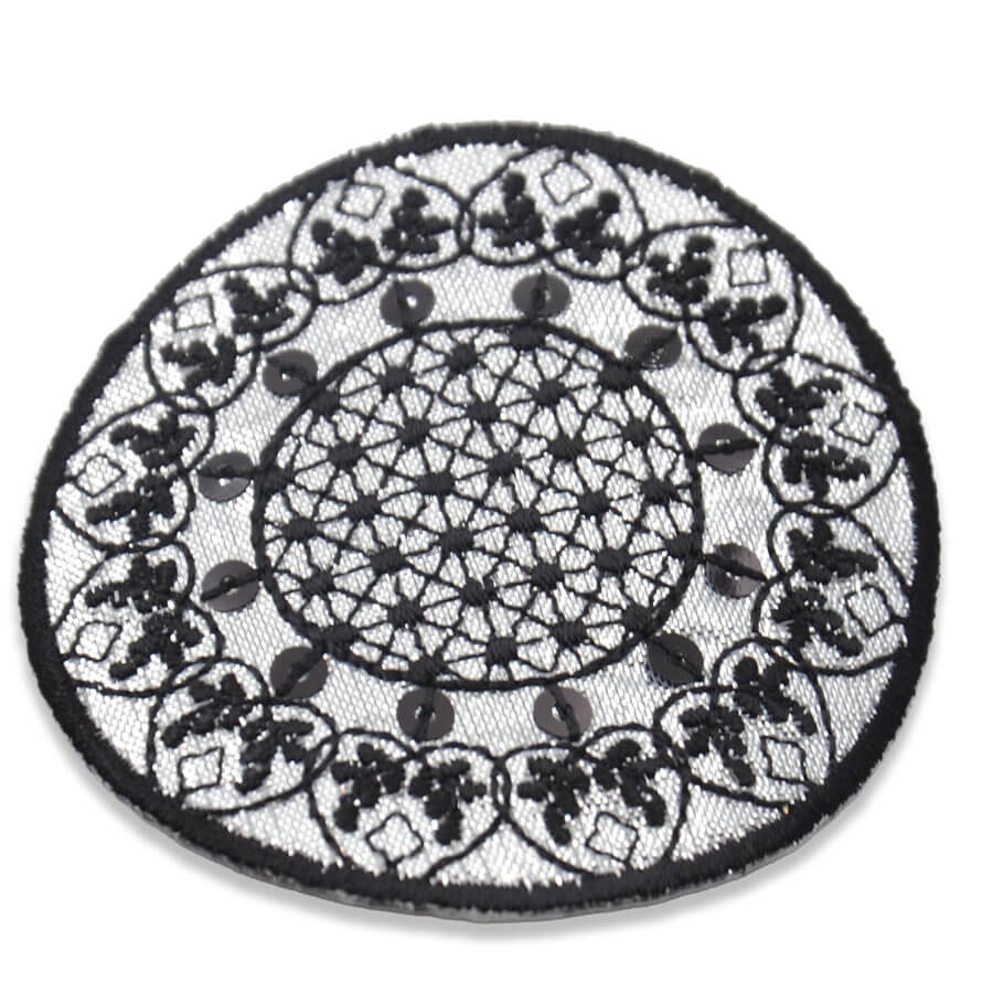 Parche termoadhesivo circular bordado de 8 cm