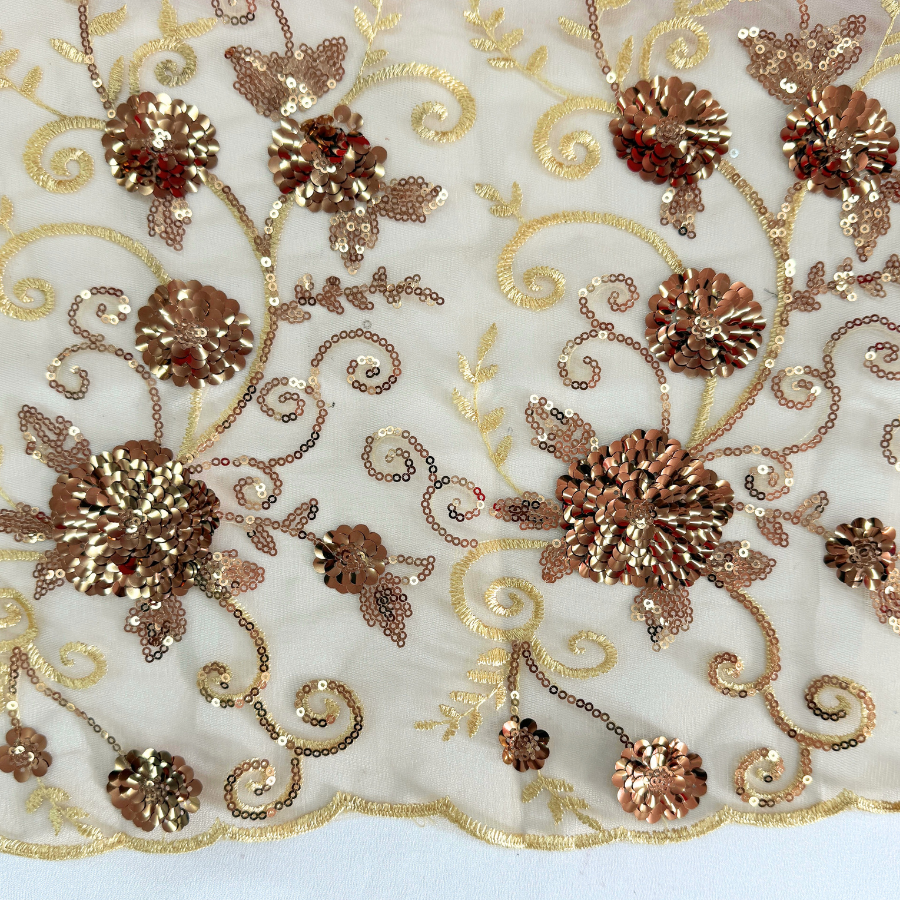 Tela de Lentejuela Bolonia sobre tul ancho 130 cm - Imagen 5