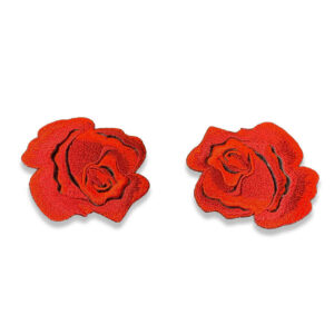 Parche floral rojo para personalizar prendas.