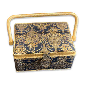 Caja de costura con estampado barroco dorado
