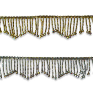 Fleco strass dorado con caídas de pedrería brillante