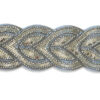 Galón de lentejuelas plata con dibujo ornamental entrelazado