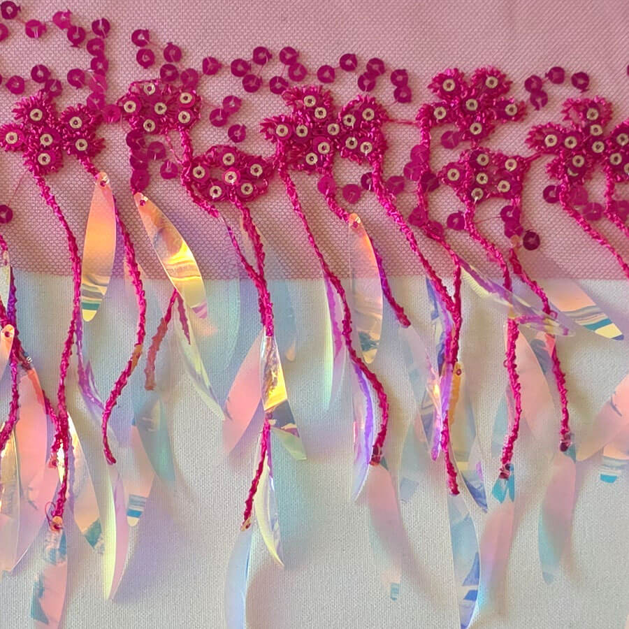 Fleco Paillet fucsia con lentejuelas irisadas