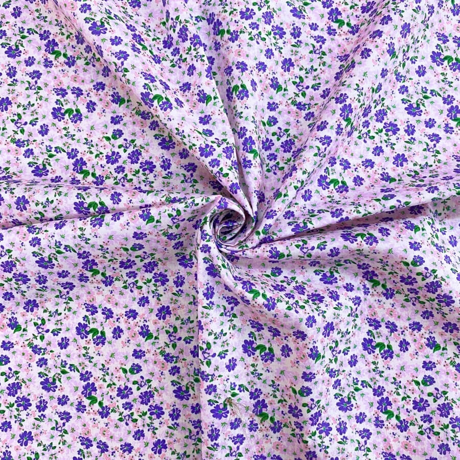 Tela de Algodón Violeta Estampado Floral 150 cm - Imagen 54