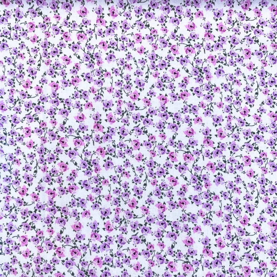 Tela de Algodón Violeta Estampado Floral 150 cm - Imagen 48